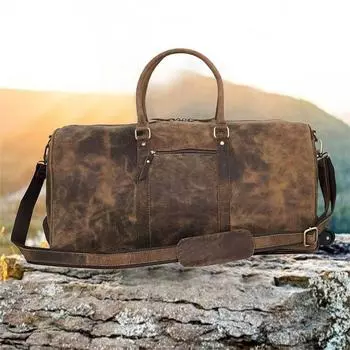 Кожаная дорожная дорожная сумка на тележке для мужчин и женщин, 24-дюймовая дорожная сумка для путешествий на ночь и выходных, дорожная сумка для спортзала с колесиками для удобной переноски 24 in коричневый