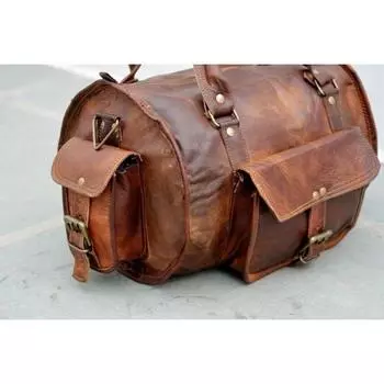 Кожаная дорожная сумка для мужчин, дорожная, спортивная, натуральная, для багажа, на ночь, винтажная, для выходных, мужская 12 x 9 x 9 in коричневый