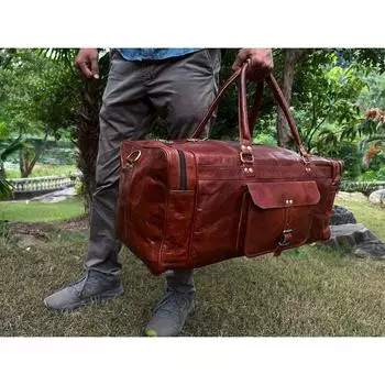 Кожаная дорожная сумка для мужчин, Кожаная дорожная сумка, Спортивная сумка для мужчин, Кожаная сумка для выходных ручной работы, Кожаный спортивный подарок ручной работы на женский день 20 x 10 x 10 in коричневый