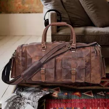 Кожаная дорожная сумка, ручная работа, спортивная сумка для выходного дня, дорожная сумка, сумка для ночевки, кожаная дорожная сумка для мужчин, дорожная сумка для отпуска, подарок для него 24 x 12 x 11 in