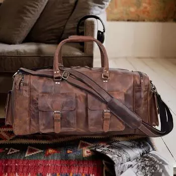 Кожаная дорожная сумка, ручная работа, спортивная сумка для выходного дня, дорожная сумка, сумка для ночевки, кожаная дорожная сумка для мужчин, дорожная сумка для отпуска, подарок для него 24 x 12 x 11 in