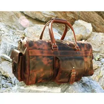 Кожаная дорожная сумка-саквояж для мужчин и женщин, спортивная сумка для выходных и ночевок, кожаная сумка-холдер, лучшие подарки для жениха и невесты на День святого Валентина 21 x 11 x 11 in