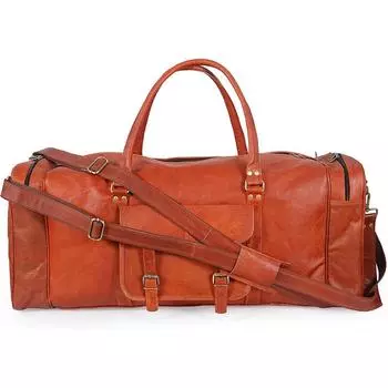 Кожаная дорожная сумка унисекс, дорожная сумка для спортзала, спортивная сумка, новая винтажная коричневая большая сумка 30 x 12 x 10 in коричневый