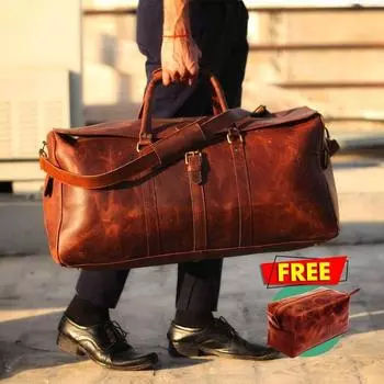 Кожаная дорожная сумка выходного дня | Кожаная спортивная сумка | Кожаная дорожная сумка | Классическая большая дорожная сумка для мужчин | Персональные подарки для него 24 x 11 x 11 in коричневый