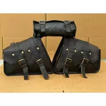 Кожаная фирменная сумка для мотоцикла Three Saddle Bag Bag Sportster Rich Goat 11 x 9 x 5 in чёрный
