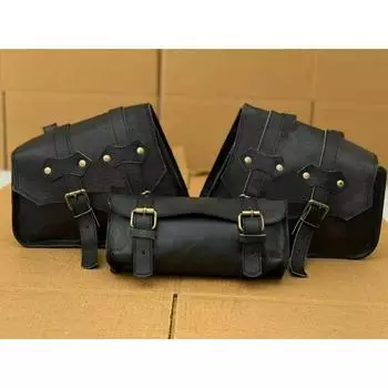 Кожаная фирменная сумка для мотоцикла Three Saddle Bag Bag Sportster Rich Goat 11 x 9 x 5 in чёрный