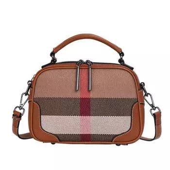 Кожаная клетчатая женская сумка через плечо модная маленькая квадратная сумка универсальная сумка новая осенняя холщовая сумка на одно плечо