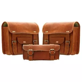 Кожаная комбинированная сумка для седла мотоцикла, сумки, корзины для инструментов, боковая сумка для багажа, коричневого цвета коричневый