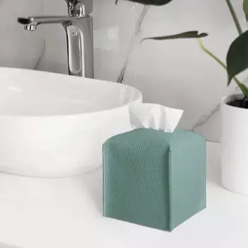 Кожаная коробка для салфеток, кожаная коробка для салфеток, органайзер, держатель для домашнего стола в гостиной One Size чёрный