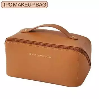 Кожаная косметичка большой емкости, женская косметичка, универсальный органайзер для туалетных принадлежностей, портативный дорожный водонепроницаемый чехол для хранения