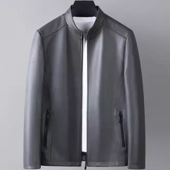 Кожаная кожаная куртка Кожаная мужская кожаная куртка Кожаная повседневная мужская куртка из козьей кожи с воротником-стойкой L