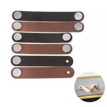 Кожаная кухонная дверная ручка шкафа, мебельная фурнитура, комод, выдвижные ручки шкафа, коричневые Single Hole чёрный