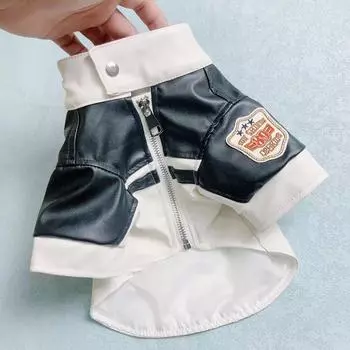 Кожаная куртка для домашних животных, шнауцер, плюшевый марцис, кожаная куртка для мотоцикла, пальто в стиле пэчворк, одежда для домашних животных, одежда для собак для маленьких собак S