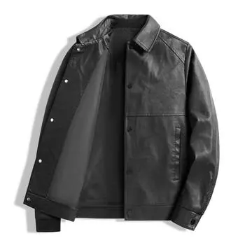 Кожаная куртка для мужчин, деловая повседневная кожаная куртка, ветрозащитная, водонепроницаемая, универсальная куртка из искусственной кожи для мужчин XXXXL