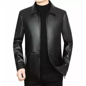 Кожаная куртка для мужчин, пожилой папа, мужская кожаная куртка, осенний новый стиль M