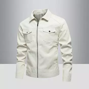 Кожаная куртка для мужчин весна и осень новая искусственная кожаная куртка с лацканами мужская мотоциклетная куртка с лацканами красивая L