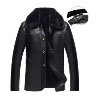 Кожаная куртка для папы, мужское пальто, зимнее бархатное утолщенное пальто для бега среднего и пожилого возраста, кожаная куртка для уличного прилавка Цзянху 52