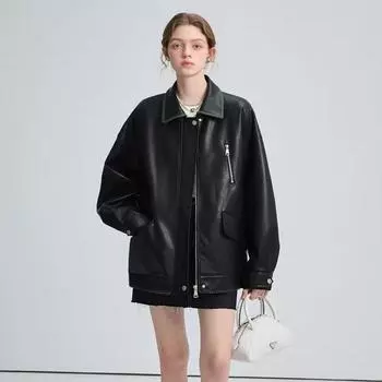 Кожаная куртка для женщин, весна-осень, мотоциклетный стиль, куртка из искусственной кожи, куртка для женщин, женские пальто S