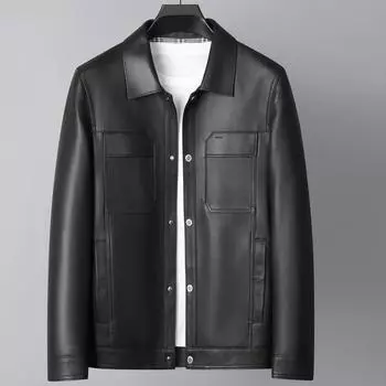 Кожаная куртка из натуральной кожи с лацканами из натуральной кожи, мужская кожаная куртка из овчины, новая тонкая кожаная куртка высокого класса на весну и осень L