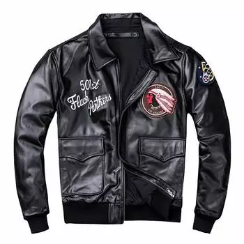 Кожаная куртка из воловьей кожи с головой, мужская короткая молодежная кожаная куртка S чёрный