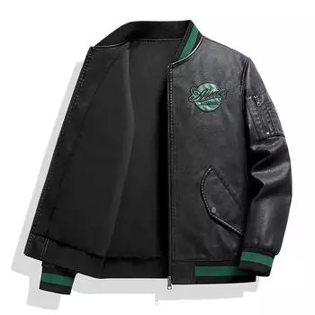 Кожаная куртка, Кожаная куртка высокого класса, Мужское пальто, Японский трендовый бренд, Большой размер, Мотоциклетный костюм 8XL чёрный