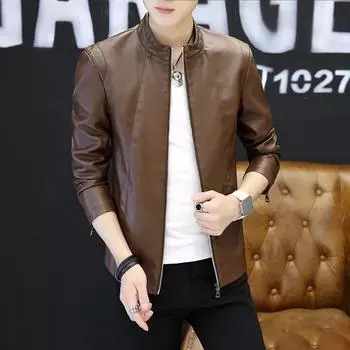 Кожаная куртка мужская из искусственной кожи, деловая, модная, повседневная, трендовая, весна и осень, новая мужская кожаная куртка M