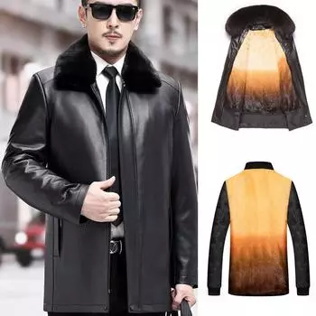 Кожаная куртка мужская из овчины золотистого цвета с удаленной подкладкой из норки с воротником из меха норки средней длины зимняя куртка Ni Overcome M