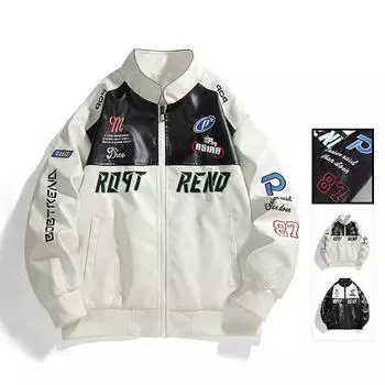 Кожаная куртка мужская корейская версия новая сращивающаяся мужская куртка воротник-стойка куртка из искусственной кожи куртка локомотив кожаная куртка куртка M чёрный