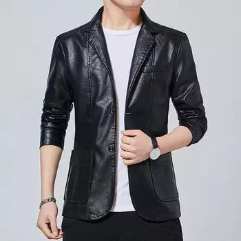 Кожаная куртка, мужская куртка, осенне-зимняя мотоциклетная кожаная куртка, куртка большого размера для мужчин M
