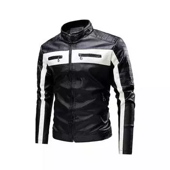 Кожаная куртка мужская молодежная корейская версия тонкая повседневная мужская кожаная куртка куртка M