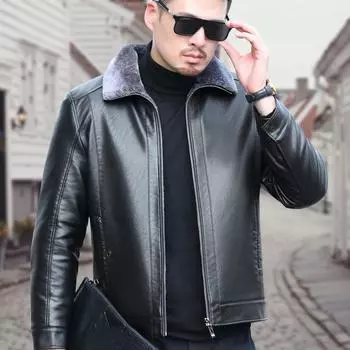 Кожаная куртка, мужская мужская куртка из натуральной кожи, плюша и утолщенного меха «все в одном», мужская зимняя новая куртка из овчины среднего возраста, мужская одежда 4XL
