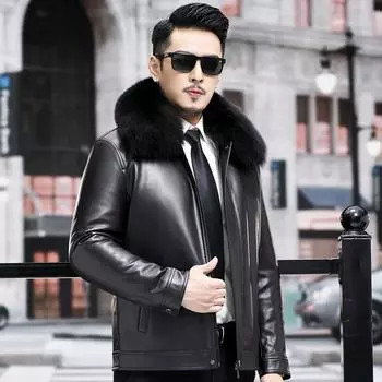 Кожаная куртка мужская Ni Overcome Sheepskin Gold Mink Fur Mink Liner Fur Integrated Men s Jacket Winter M