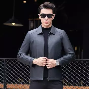 Кожаная куртка мужская новая зимняя модель утолщенная 90% белая утиная пуховая мужская кожаная куртка модная кожаная куртка с лацканами M