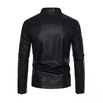 Кожаная куртка мужская осенне-зимняя новая мужская корейская свободная куртка с воротником-стойкой из искусственной кожи модная мужская байкерская одежда M