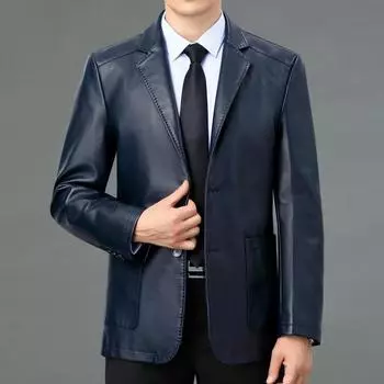 Кожаная куртка мужская осенне-зимняя, папин костюм из овчины, большой размер, кожаная куртка для людей среднего и пожилого возраста, кожаная куртка, костюм 170