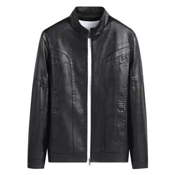 Кожаная куртка мужская осенняя новая повседневная корейская модная тонкая куртка красивая зеленая куртка из искусственной кожи верхнее пальто M