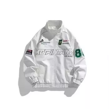 Кожаная куртка мужская велосипедная новая осенняя куртка с воротником-стойкой для мотоцикла из искусственной кожи в корейском стиле с вышивкой в американском стиле M