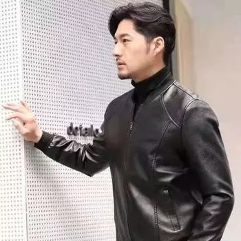 Кожаная куртка мужская весна и осень свободная тонкая корейская версия мужская куртка молодежная XL