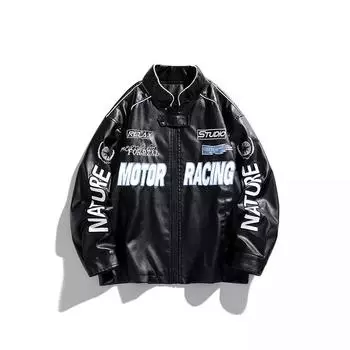 Кожаная куртка мужская весна и осень уличная пилотная локомотивная куртка Tide Brand Cotton Top American Ruffian Jacket Tide M белый