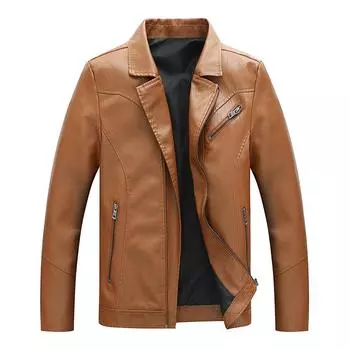 Кожаная куртка на молнии на груди, мужская куртка с лацканами, 2023, тонкая, многофункциональная, ветрозащитная, в подарок, водонепроницаемая, в стиле панк, для верховой езды, повседневная, элегантная, мужские топы для мужчин M хаки
