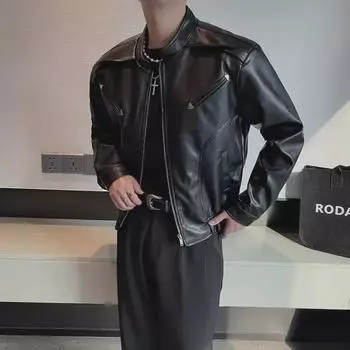 Кожаная куртка унисекс в стиле ретро для мотоциклистов: Высококачественная, свободная посадка для весны и осени M белый