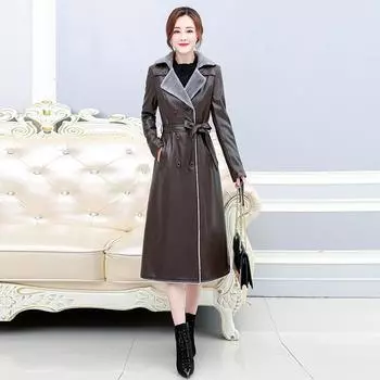 Кожаная куртка женская средней длины, новая зимняя куртка из плюша и утолщенного меха, женская куртка из кашемира ягненка 5XL