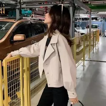 Кожаная куртка женская весна и осень женская одежда 2024 новая модная весна и осень корейская версия свободный топ локомотив короткая куртка S recommends about 85-105