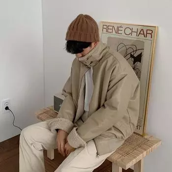 Кожаная куртка Зимняя утолщенная бархатная хлопковая куртка Меховая интегрированная кожаная куртка M