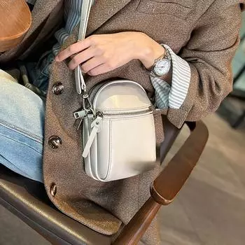 Кожаная маленькая сумка женская модная универсальная сумка для мобильного телефона в иностранном стиле с расширенной текстурой вертикальная сумка для мобильного телефона нишевая женская сумка