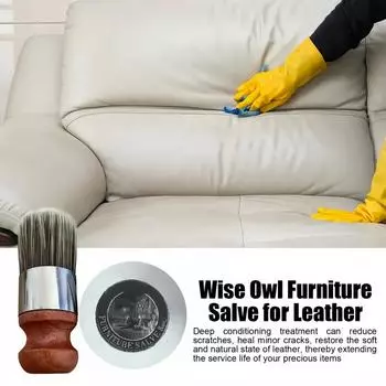 Кожаная мазь для мебели оживляет высушенную гладкую кожу с помощью щетки. Инструмент для восстановления кожи. Ремонт мебели. Cream Only