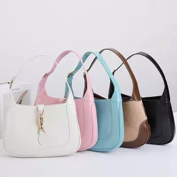 Кожаная модная сумка-седло, французская сумка подмышкой, нишевый дизайн, ретро-сумка из коровьей кожи с пряжкой для лошади Small (19x4x12cm) бежевый