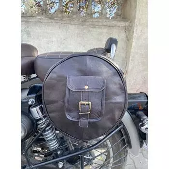 Кожаная мотоциклетная комбинированная сумка, черная седельная сумка, корзины для инструментов, боковой багаж чёрный