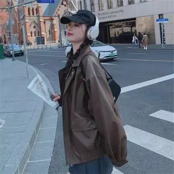 Кожаная мотоциклетная куртка Maillard American Retro Brown - ветрозащитная и стильная L чёрный