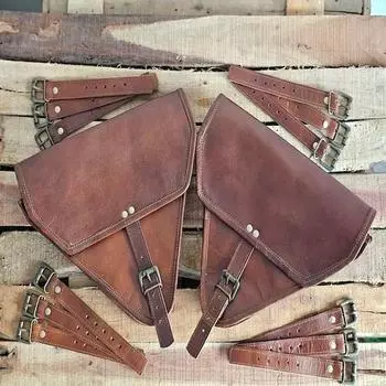 Кожаная мотоциклетная сумка Треугольные седельные сумки Велосипедная сумка лучше всего подходит для байкеров, Harley Davidson, Indian или Custom Bike H 11 X W 12 X D 3 INCH коричневый